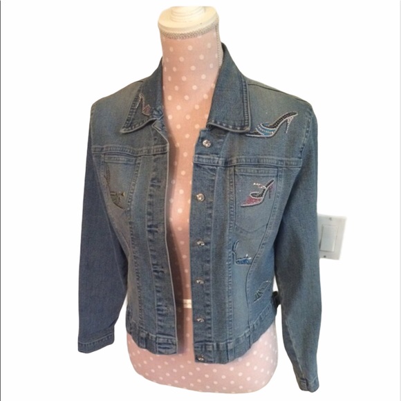 Christine Alexander Jackets & Blazers - Christine Alexander Crystal Denim Jacket
